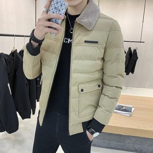 2021 Men 'S Winter New Fur Collar Handsome Slim-Fitting Workwear Cotton-Padded Jacket