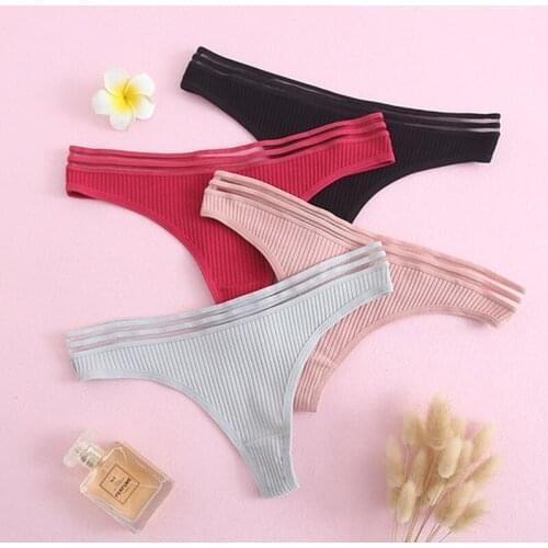 New Womens Underwear Panties Cotton Sexy Thong Soft Low-waist G-String Breathable Comfortable Fashion Lingerie