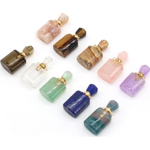 Natural Stone Lapis lazuli Vial Pendants Amethysts Perfume Bottle Charms for Trendy Jewelry Making DIY Reiki Heal Necklace