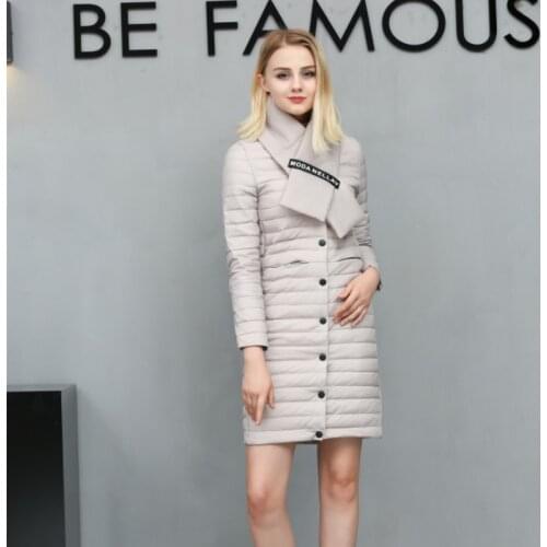 Down coat winter Ultra thin down jacket with a scarf Down-jacket woman Fashion Plus size parka women warm winter