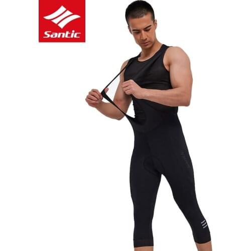 Santic Men High Elastic Under Wear Sports Cycling Bike Bib Shorts Straps Shockproof Gel 4D Padding Cycling Bike Tights Clothing