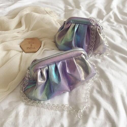 Women bag flaky clouds PU Shell 2020 new laser Fashion Hasp Beading Shoulder Bags handbag purse ladylike MINI bag luxury bag