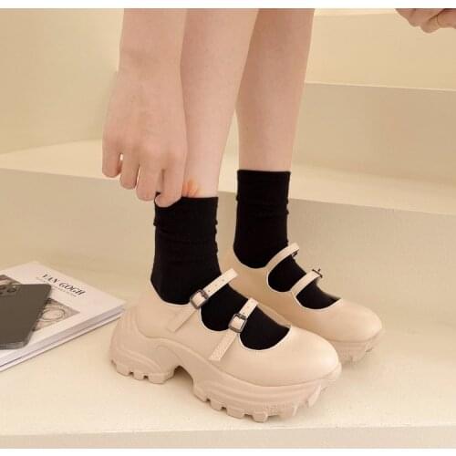 Spring 2021 new one-line buckle Mary Jane shoes for womens platform and thick soles for college casual students