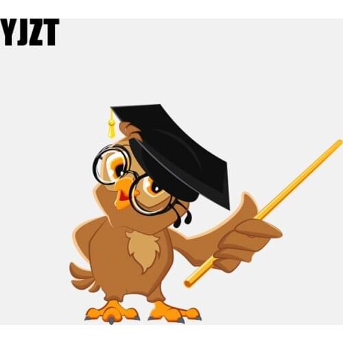 YJZT 16.1CM*13CM Funny Teaching Owl Teacher Decoration PVC Car Sticker 11-01252