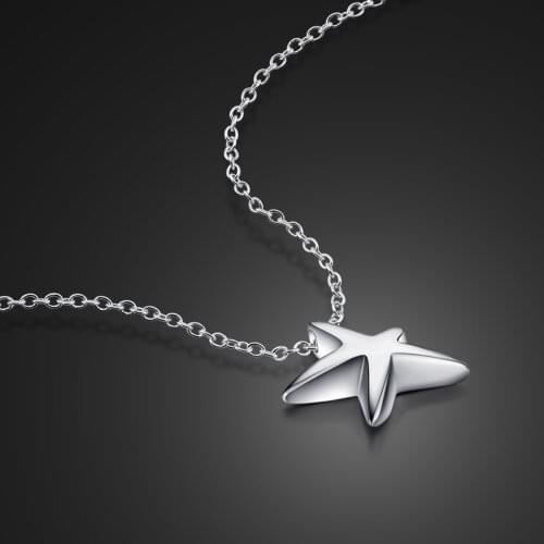 Fashion Simple Silver Star Pendant Choker woman100% 925 Sterling Silver Necklace Charm Fine Jewelry Holiday Gifts