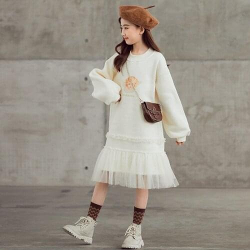 Teenage girl winter new thicken warm lining princess dress wholesale