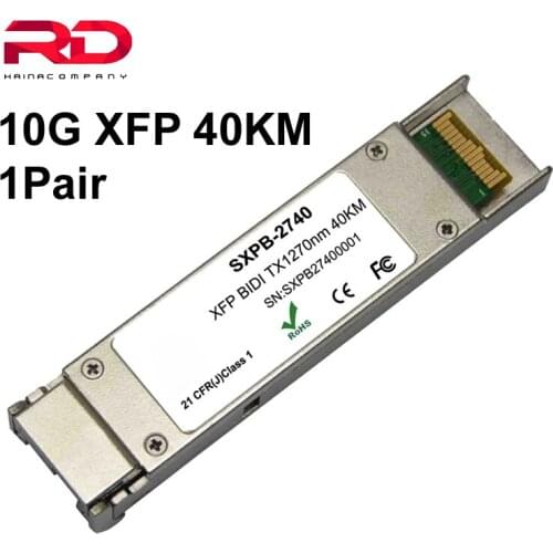1Pair 10GBASE-BX Simpelx LC 10G WDM 1270nm/1330nm 40KM DOM BiDi XFP For Cisco Huawei HP Dell