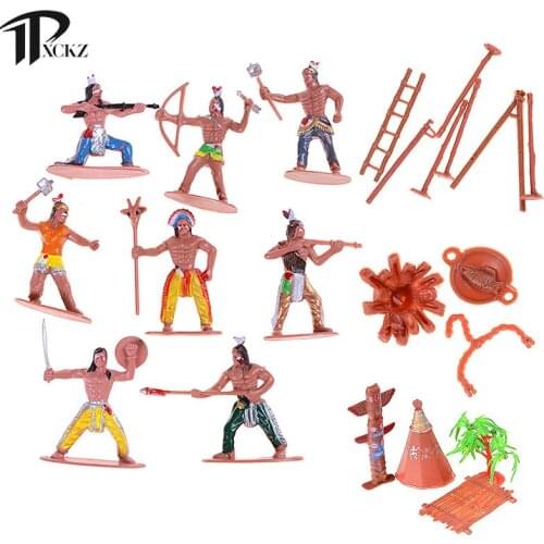 13pcs/set Native plastic Indian tribes model American Art figure doll toy (Size: 7 cm)