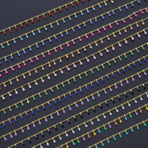 30 Meters/lot Gold Plated Copper Enamel Charm diy jewelry Making Chains Wholesale Hand Made Bracelet Making Chain