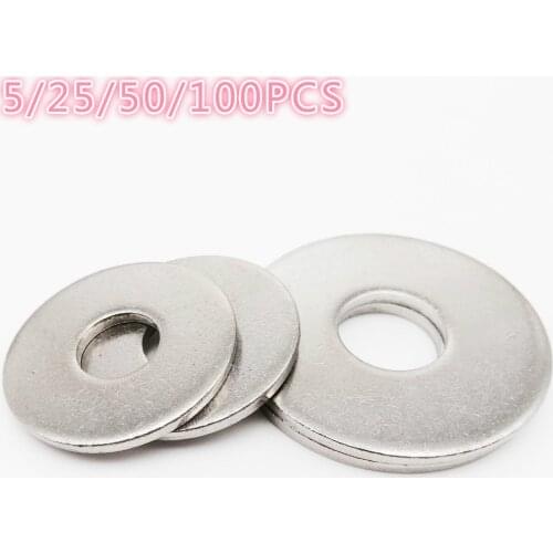304 Stainless Steel 5/25/50/100pcs Wider Flat Washer Plain Gasket M1.6 M2 M2.5 M3 M5 M6 M8 M10 M14 M16 M20