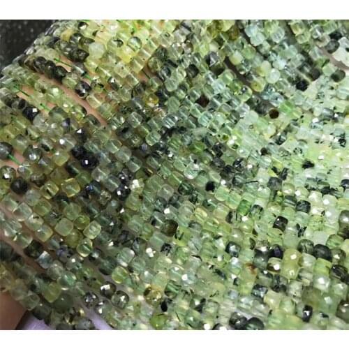 AAAA LOOSE BEADS green Prehnite square faceted 4.5*4mm Wholesale for DIY jewelry necklace 36cm