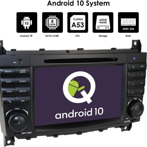 Android10 DVD RDS DSP Car Multimedia Player for Mercedes Benz C W203 2004-2007/CLC Class W203 2008-2010/CLK Class W209 2005-2011