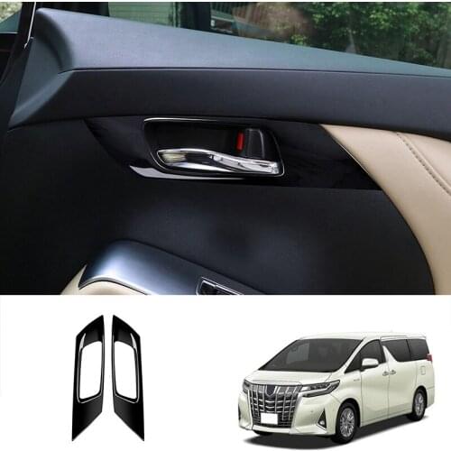 Car Inner Handle Armrest Frame Car Door Bowl Decoration Cover for Toyota Alpha 30 Series 2015-2017 Black