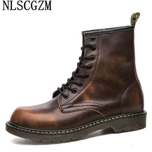 Martin Boots Ankle Boots for Men Male Leather Casual Shoes Winter Boots Men Black Shoes Luxury Designer Shoes Zapatos De Hombre