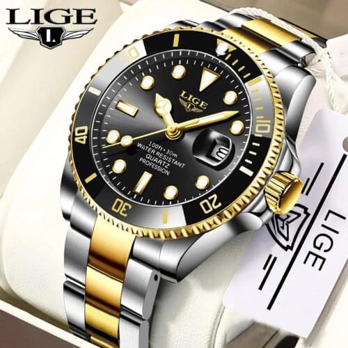 LIGE Brand Mens Watches Luxury Waterproof Men Quartz Wristwatches for Man Stainless Steel Watch Male Clocks Relogio Reloj Hombre