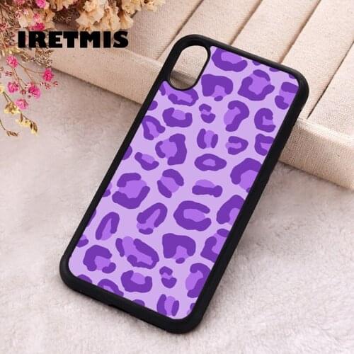Iretmis 5 5S SE 2020 phone cover cases for iphone 6 6S 7 8 Plus X Xs XR 11 12 Mini Pro Max Silicone TPU Purple Cheetah Print