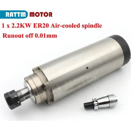 CNC 2.2kw Quanlity Air cooled spindle motor ER20 runout-off 0.01mm, dia 80mm 220V Engraving Spindle motor 4 bearing