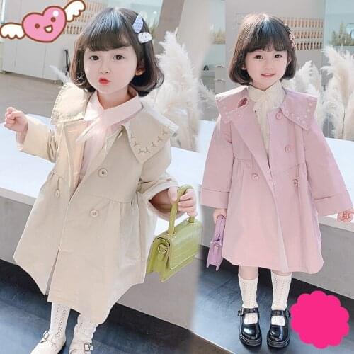 Girls Babys Kids Windbreaker Coat Jacket Outwear 2021 Cute Spring Autumn Cotton Buttons Cardigan School Childrens Clothing