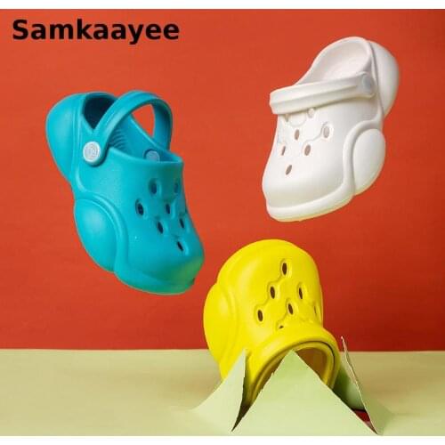 2-10y Kids Mules Clogs Summer Baby Boys Girls Sandals Flat Heel Beach Slippers Children Soft Bottom Non-Slip Garden Shoes S14