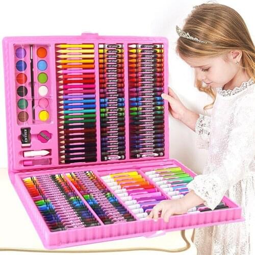 Kid Draw Set Colored Pencil Crayon Watercolors Pens Drawing Board Set Toy Painting Art Marker School Supplies Children Gifts