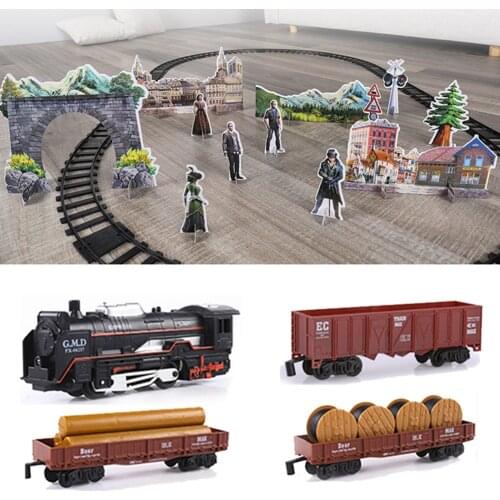 Electric Train Toy set Car Railway and Tracks Steam Locomotive Engine Diecast Model Educational Game Boys Toys for Children Kids