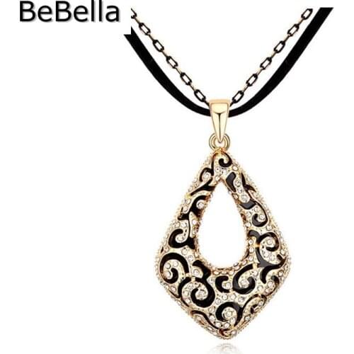 Cube Shape Champagne Gold pendant necklace crystal long necklace made with Genuine Czech Crystal,3 colors