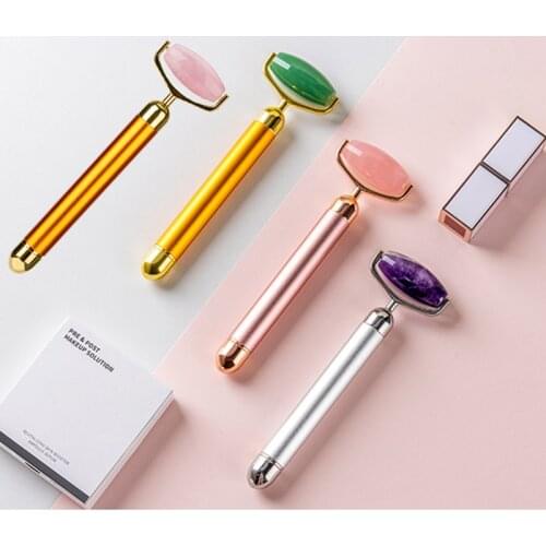 Electric Jade Roller Face Slimming Massager Face Lifting Natural Jade Stone Facial Massage Roller Skin Care Relax Beauty Set Box