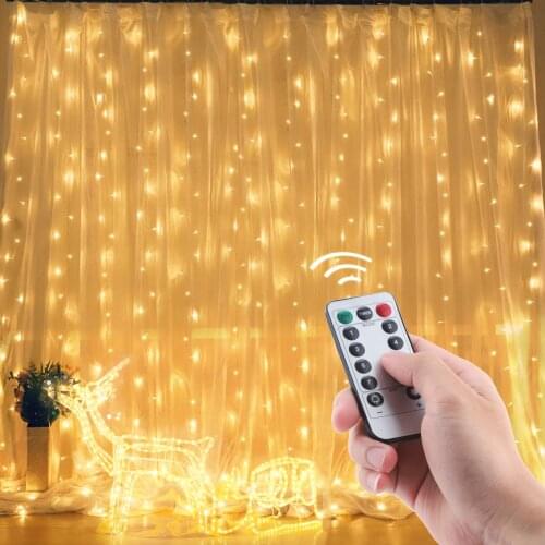 3mx3m 300 LEDs USB String Lights Remote Control Fairy String Light Garland Curtain Lamp Home Party Christmas Wedding Decoration