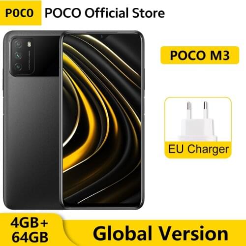 Global Version POCO M3 4GB RAM 64GB ROM Mobile Phone Snapdragon 662 Octa Core 6.53" FHD+ display 6000mAh 48MP Triple Camera