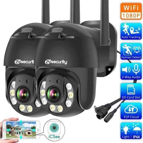 1080P PTZ Wifi IP Camera Outdoor H.265 Motion Tracking Metal Black Dual-light Wireless Speed Dome Camera CCTV Video Surveillance