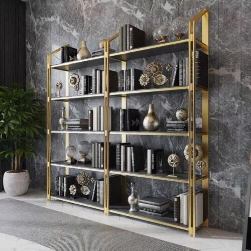 Stainless steel bookshelf Light luxury display rack Office living room shelf USU 304