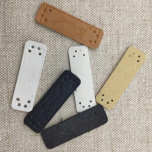 Brown Line Ball Logo Handmade Labels For Clothing Sewing Black Handmade Tags For Gift Hand Made Pu Leather Label For Handwork