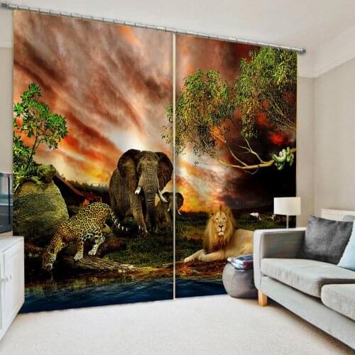 Beautiful Photo Fashion Customized 3D Curtains animal elephant curtains Drapes Cortinas