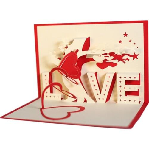 Creative LOVE Heart Tree 3D Pop Up Paper Greeting Card Festival Birthday Gift