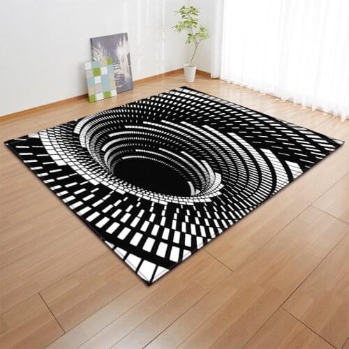 Creative Black And White 3D Print Carpets For Living Room Bedroom Area Rugs Anti-Slip Large Kitchen Mat Hallway Home Size Carpet