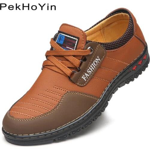2020 Fashion Sneakers Leather Men Casual Shoes Zapatos Hombre Footwear Male Walking Shoes Designer Men Business Shoes Flat Dress