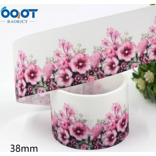1-1/2''" 5yards Flower prin printing Grosgrain Ribbons DIY Handmade Child Bow Wedding Decoration Gift Wrap MaterialL-20620-593