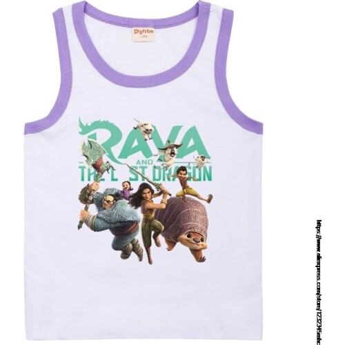 Raya and The Last Dragon Summer Cotton TShirt Kids Sleeveless Tank Tops for Girl Boy White Undershirt Children Vest Printed Teen