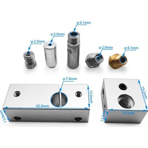 MK10 All Metal Hot End Kit with Cooling Heat Blcok 0.4mm Nozzel for Wanhao i3 Dupicator D4/I3 for Creator Pro 3D Printer Part