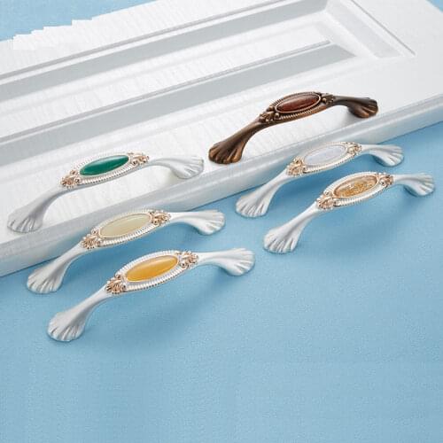 Fashion Door Dresser Hardware Knurled White Bronze Zinc Alloy Ceramic Nordic Style Cupboard Drawer Handle Kitchen Cabinet Pull