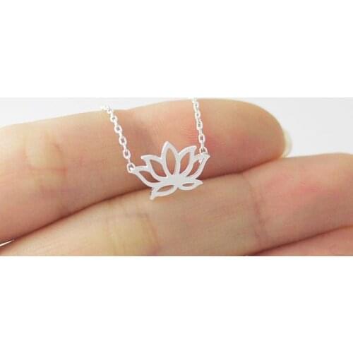 30PCS Fashion Plant Lotus Necklace Tiny Lotus Flower Lotos Necklace Pendants Jewelry For Lady Women