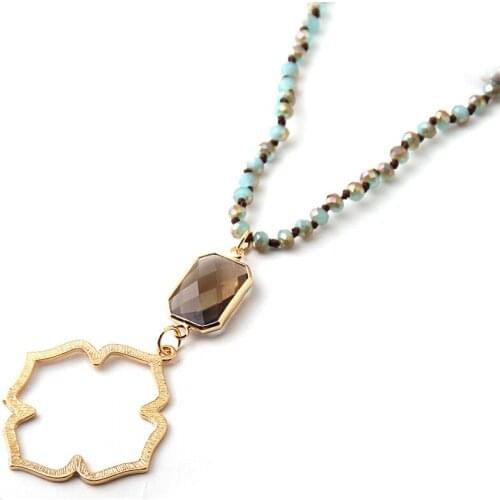 Fashion Jewelry Long Mini Crystal knotted Halsband Glass With Beautiful Cute Pearl & Tassel Charm Necklace