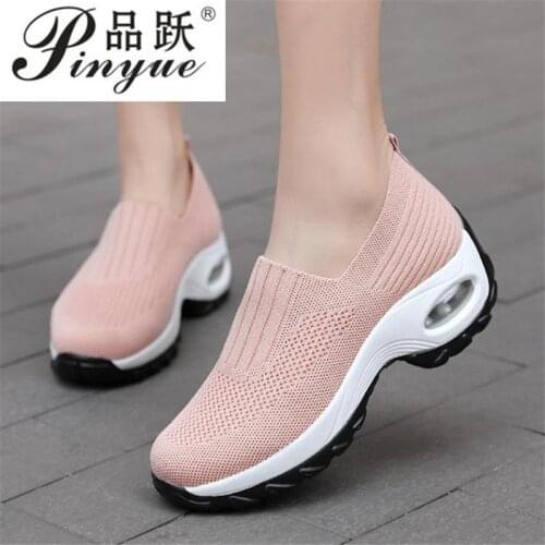Fashion Women Flat Platform Shoes Breathable Mesh Casual Shoes Woman Height Increasing Ladies Flats Shoes Chunky Sneakers