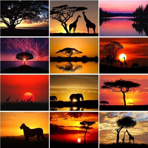 DIY Diamond Embroidery Beads Sets Painting Full Round Square Drill Resin Mosaic Cross Stitch Kits Wall Art Natural Blood Sunset