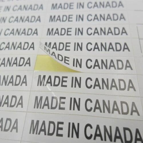 Country of origin sticker MADE IN CANADA 1000PCS 6X28mm white label with black print