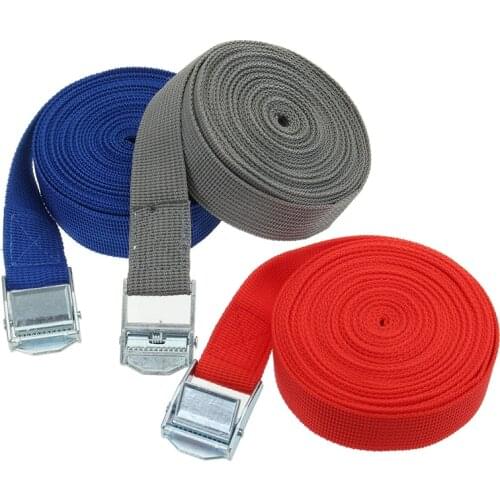 5m x 25mm Car Tension Rope Tie Down Strap Strong Ratchet Belt Luggage Bag Cargo Lashing With Rope Tensioner Metal Buckle Tow