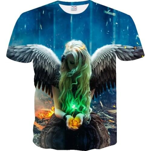 New Fashion Plus Size Brand T-Shirt Men/Women 3D Printed Angel Short Sleeve Summer Men T Shirt Funny joker t shirt Tops Tees