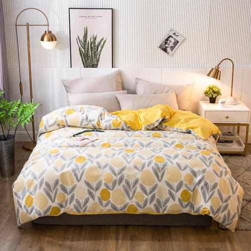 Bonenjoy 1 pc 100%Cotton Duvet Cover Reactive Printed Soft Single/Queen/King Size Quilt Cover Yellow Color Comforter Covers