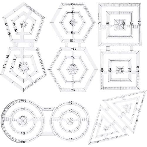 Nonvor Transparent Acrylic Patchwork Rules Sewing Parts Twin Ruler Double-Pentagon Double Circle Ruler Sewing Measuring Supplies