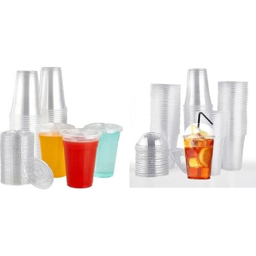 Clear Plastic Cups With Slotted Lids Disposable Cups Parfait Cups For Ice Cream Coffee Drinks Fruit Cups For Party